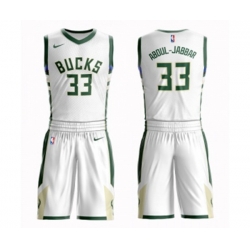 Milwaukee Bucks #33 Kareem Abdul-Jabbar Swingman White Basketball Suit Jersey - Association Edition