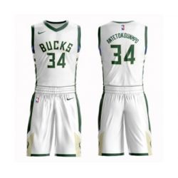 Milwaukee Bucks #34 Giannis Antetokounmpo Swingman White Basketball Suit Jersey - Association Edition