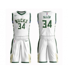 Milwaukee Bucks #34 Ray Allen Authentic White Basketball Suit Jersey - Association Edition