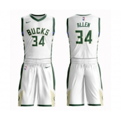 Milwaukee Bucks #34 Ray Allen Authentic White Basketball Suit Jersey - Association Edition