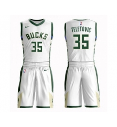 Milwaukee Bucks #35 Mirza Teletovic Authentic White Basketball Suit Jersey - Association Edition