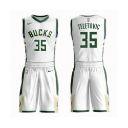 Milwaukee Bucks #35 Mirza Teletovic Swingman White Basketball Suit Jersey - Association Edition