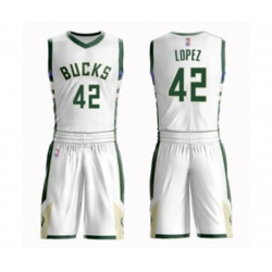 Milwaukee Bucks #42 Robin Lopez Authentic White Basketball Suit Jersey - Association Edition