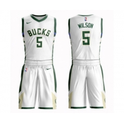 Milwaukee Bucks #5 D. J. Wilson Authentic White Basketball Suit Jersey - Association Edition
