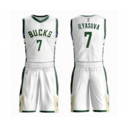 Milwaukee Bucks #7 Ersan Ilyasova Authentic White Basketball Suit Jersey - Association Edition