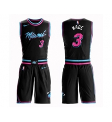 Miami Heat #3 Dwyane Wade Swingman Black Basketball Suit Jersey - City Edition