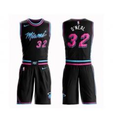 Miami Heat #32 Shaquille ONeal Authentic Black Basketball Suit Jersey - City Edition