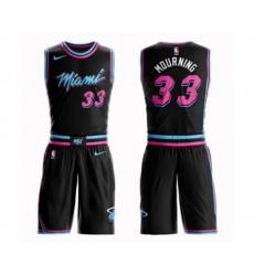 Miami Heat #33 Alonzo Mourning Authentic Black Basketball Suit Jersey - City Edition