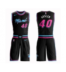 Miami Heat #40 Udonis Haslem Swingman Black Basketball Suit Jersey - City Edition