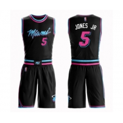 Miami Heat #5 Derrick Jones Jr Authentic Black Basketball Suit Jersey - City Edition