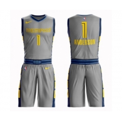 Memphis Grizzlies #1 Kyle Anderson Swingman Gray Basketball Suit Jersey - City Edition Memphis Grizzlies #1 Kyle Anderson Swingman Gray Basketball Suit Jersey - City Edition