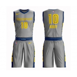 Memphis Grizzlies #10 Mike Bibby Authentic Gray Basketball Suit Jersey - City Edition Memphis Grizzlies #10 Mike Bibby Authentic Gray Basketball Suit Jersey - City Edition