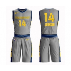 Memphis Grizzlies #14 Brice Johnson Authentic Gray Basketball Suit Jersey - City Edition Memphis Grizzlies #14 Brice Johnson Authentic Gray Basketball Suit Jersey - City Edition