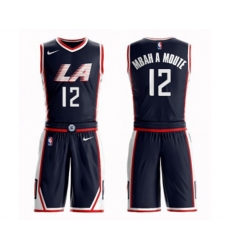 Los Angeles Clippers #12 Luc Mbah a Moute Authentic Navy Blue Basketball Suit Jersey - City Edition
