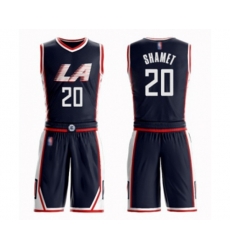 Los Angeles Clippers #20 Landry Shamet Authentic Navy Blue Basketball Suit Jersey - City Edition