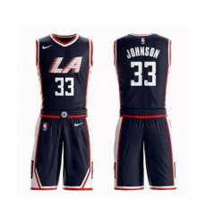 Los Angeles Clippers #33 Wesley Johnson Swingman Navy Blue Basketball Suit Jersey - City Edition