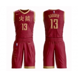 Houston Rockets #13 James Harden Authentic Red Basketball Suit Jersey - City Edition