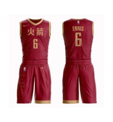 Houston Rockets #6 Tyler Ennis Authentic Red Basketball Suit Jersey - City Edition