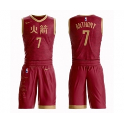 Houston Rockets #7 Carmelo Anthony Authentic Red Basketball Suit Jersey - City Edition
