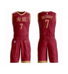 Houston Rockets #7 Carmelo Anthony Swingman Red Basketball Suit Jersey - City Edition