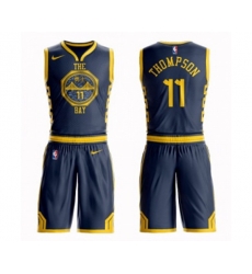 Golden State Warriors #11 Klay Thompson Swingman Navy Blue Basketball Suit Jersey - City Edition