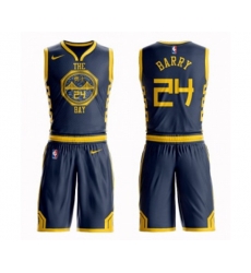Golden State Warriors #24 Rick Barry Authentic Navy Blue Basketball Suit Jersey - City Edition