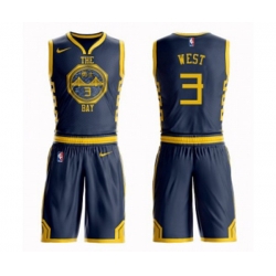 Golden State Warriors #3 David West Swingman Navy Blue Basketball Suit Jersey - City Edition