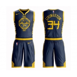 Golden State Warriors #34 Shaun Livingston Authentic Navy Blue Basketball Suit Jersey - City Edition Golden State Warriors #34 Shaun Livingston Authentic Navy Blue Basketball Suit Jersey - City Edition