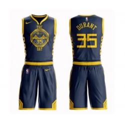 Golden State Warriors #35 Kevin Durant Authentic Navy Blue Basketball Suit Jersey - City Edition Golden State Warriors #35 Kevin Durant Authentic Navy Blue Basketball Suit Jersey - City Edition