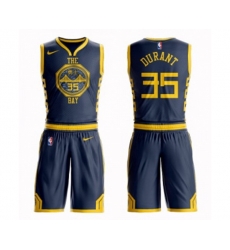 Golden State Warriors #35 Kevin Durant Swingman Navy Blue Basketball Suit Jersey - City Edition