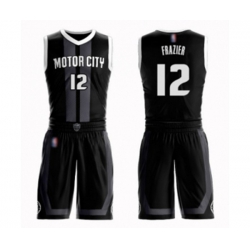 Detroit Pistons #12 Tim Frazier Authentic Black Basketball Suit Jersey - City Edition