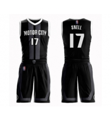 Detroit Pistons #17 Tony Snell Authentic Black Basketball Suit Jersey - City Edition