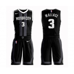 Detroit Pistons #3 Ben Wallace Authentic Black Basketball Suit Jersey - City Edition