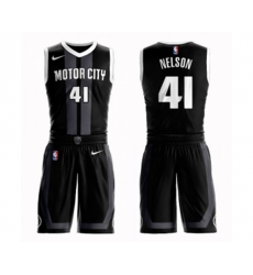 Detroit Pistons #41 Jameer Nelson Authentic Black Basketball Suit Jersey - City Edition