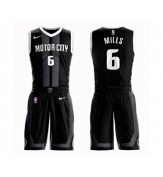Detroit Pistons #6 Terry Mills Swingman Black Basketball Suit Jersey - City Edition