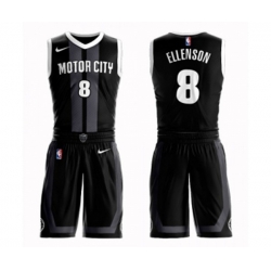 Detroit Pistons #8 Henry Ellenson Authentic Black Basketball Suit Jersey - City Edition