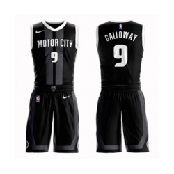 Detroit Pistons #9 Langston Galloway Authentic Black Basketball Suit Jersey - City Edition