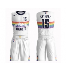 Denver Nuggets #15 Carmelo Anthony Swingman White Basketball Suit Jersey - City Edition