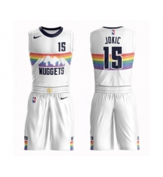 Denver Nuggets #15 Nikola Jokic Authentic White Basketball Suit Jersey - City Edition