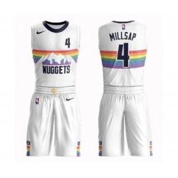 Denver Nuggets #4 Paul Millsap Authentic White Basketball Suit Jersey - City Edition