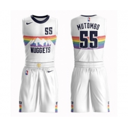Denver Nuggets #55 Dikembe Mutombo Authentic White Basketball Suit Jersey - City Edition