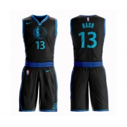Dallas Mavericks #13 Steve Nash Authentic Black Basketball Suit Jersey - City Edition