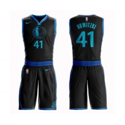 Dallas Mavericks #41 Dirk Nowitzki Authentic Black Basketball Suit Jersey - City Edition