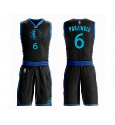 Dallas Mavericks #6 Kristaps Porzingis Swingman Black Basketball Suit Jersey - City Edition