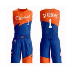 Cleveland Cavaliers #1 Nik Stauskas Authentic Blue Basketball Suit Jersey - City Edition