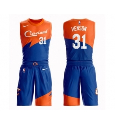 Cleveland Cavaliers #31 John Henson Authentic Blue Basketball Suit Jersey - City Edition