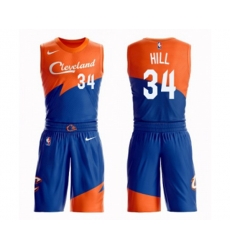 Cleveland Cavaliers #34 Tyrone Hill Swingman Blue Basketball Suit Jersey - City Edition