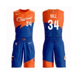 Cleveland Cavaliers #34 Tyrone Hill Swingman Blue Basketball Suit Jersey - City Edition