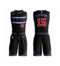 Chicago Bulls #15 Chandler Hutchison Swingman Black Basketball Suit Jersey - City Edition