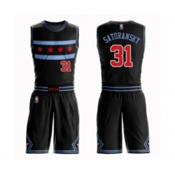 Chicago Bulls #31 Tomas Satoransky Authentic Black Basketball Suit Jersey - City Edition